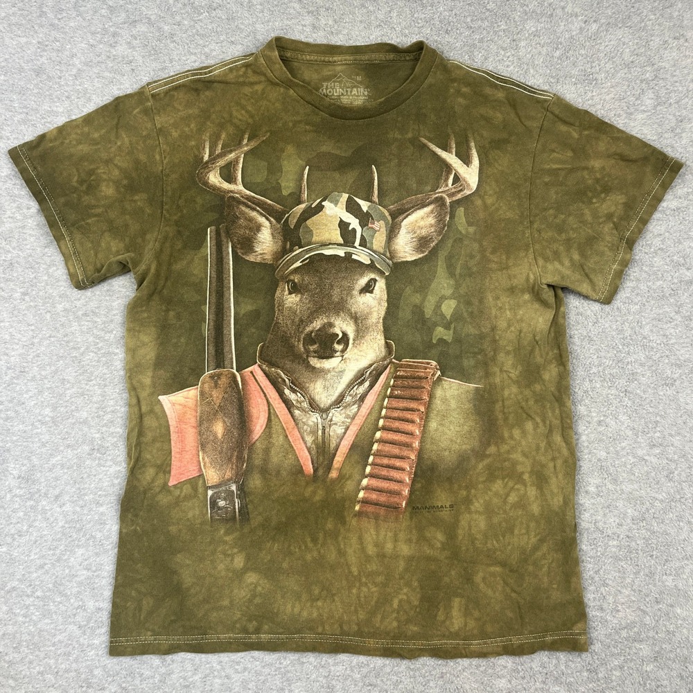 The Mountain T Shirt Mens M Green Deer Hunter Graphic Tee